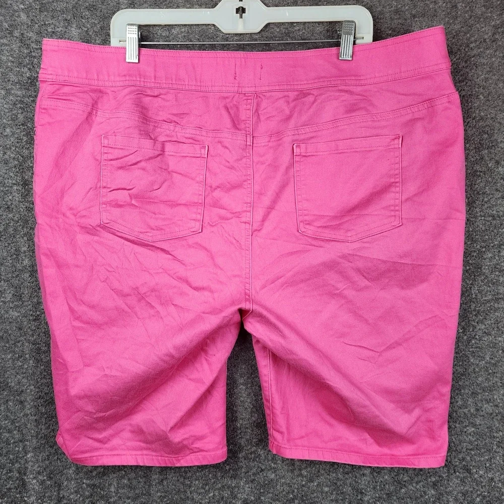 Kim Rogers Bermuda Shorts Women 20W Pink Stretch Pull On Denim Casual